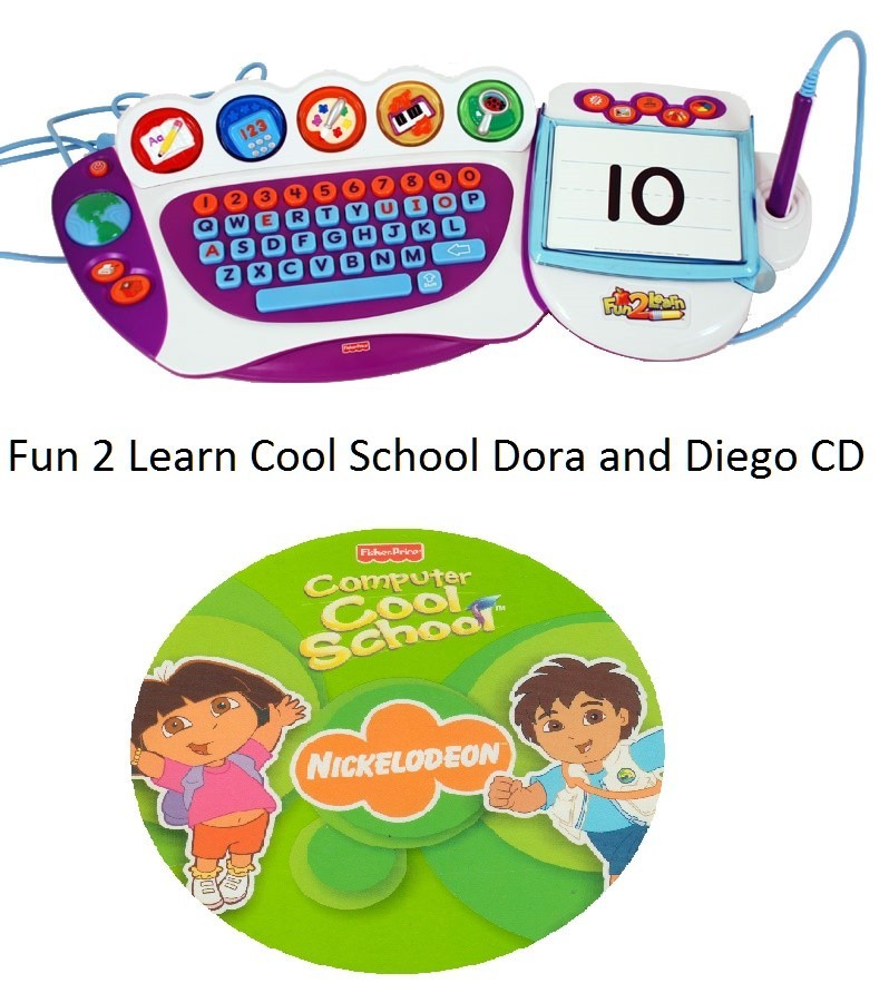 Fisher Price Fun 2 Learn Computer Cool School Software Dora and Diego Game CD