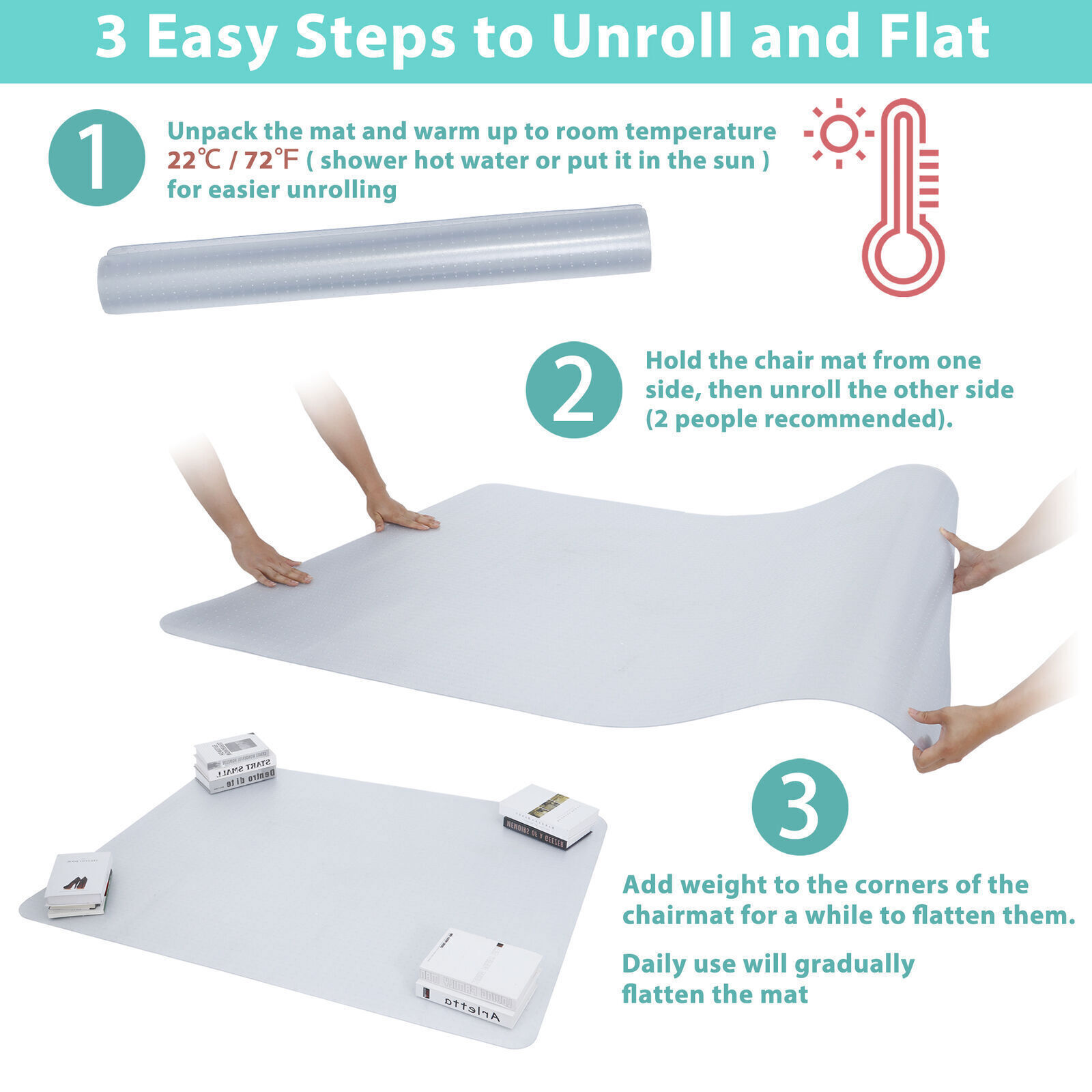 46" X 60" Clear Office Chair Mat for Low to Medium Pile Floor Carpet with Lip