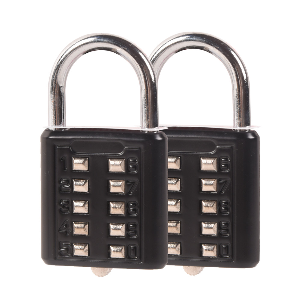 2 Pieces Combination Locks 10 Digit Push Button Combination Lock Travel Padlock