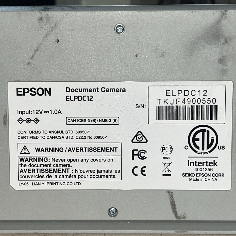 EPSON ELPDC12 DOCUMENT CAMERA