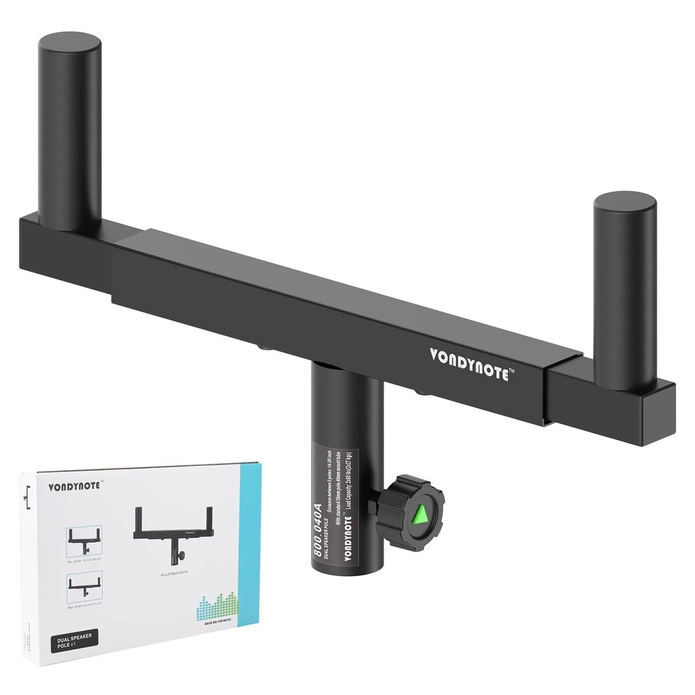 1x Dual Speaker Mount Bar, Width Adjustable Fork Bracket, Pole, T-Bar, PA DJ