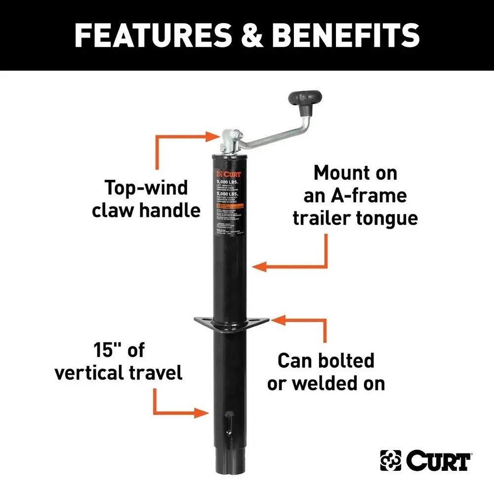 CURT 25007 Pipe-Mount Swivel Topwind Jack