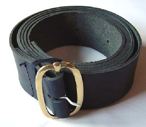 Black Leather Belt, 18th century belt  2 1/8" Buckle, Waist 32-72