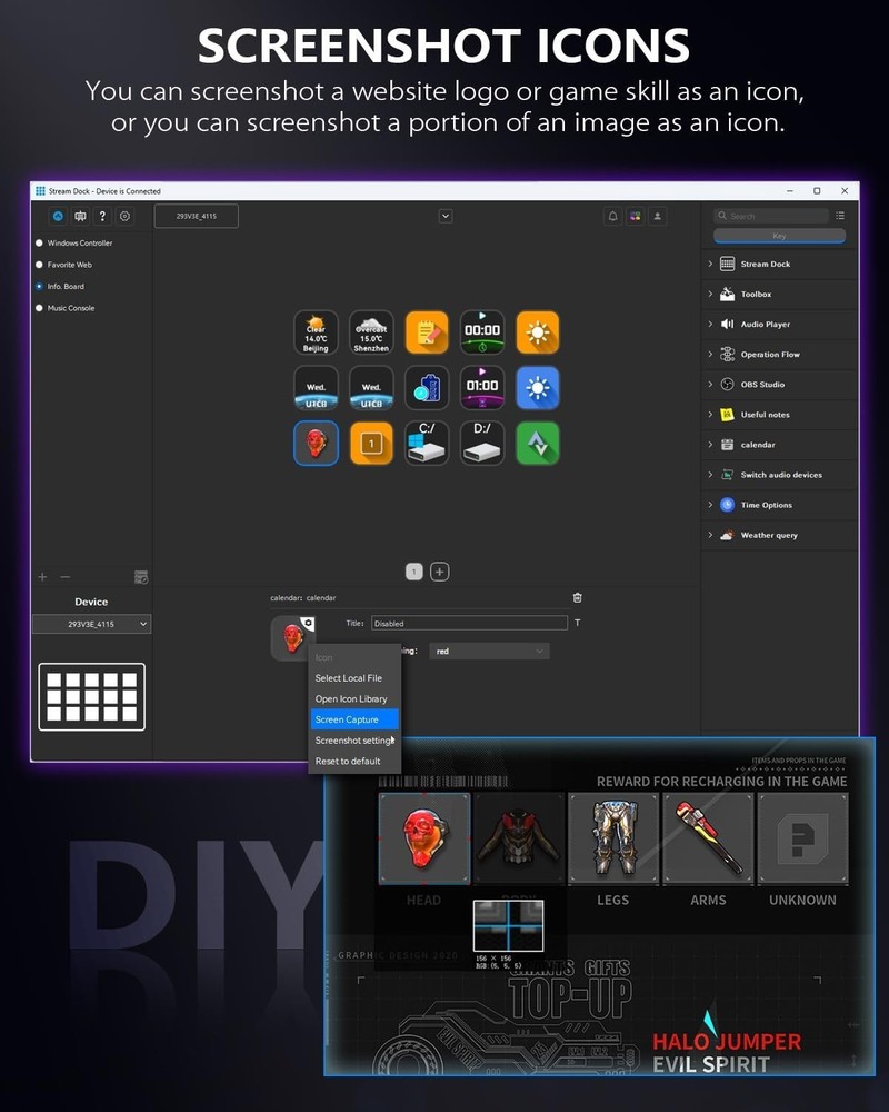 Multi-Platform Stream Deck with Custom Animated Icons and 15 Shortcut Keys