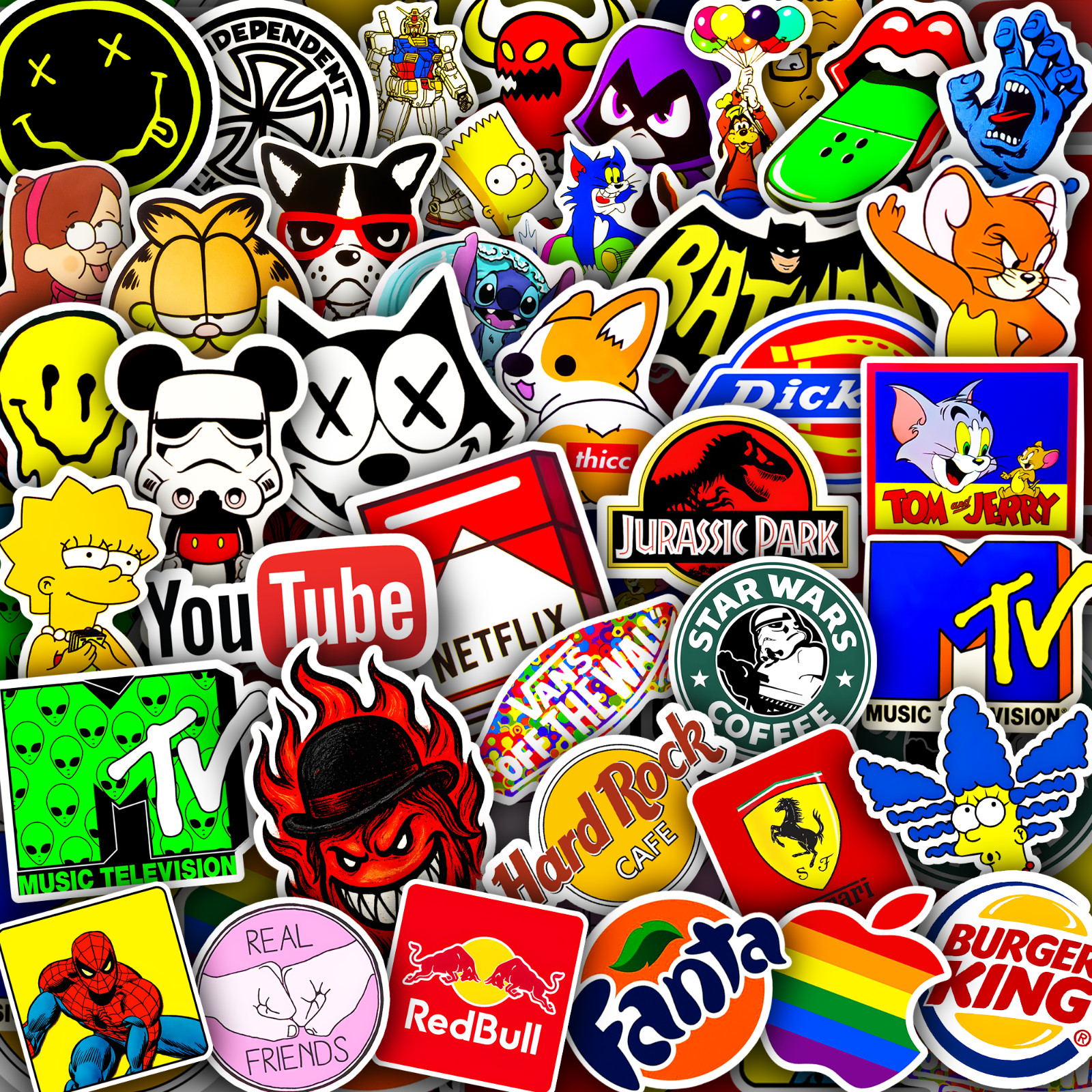 50pcs Waterproof Vinyl Stickers for Water Bottles, Laptops, Skateboard, Luggage