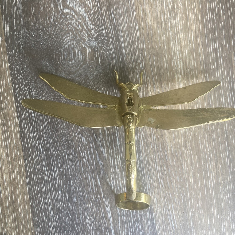 Vintage Style Solid Brass Dragonfly Front Door Knocker Bent Tail Design 8x4"