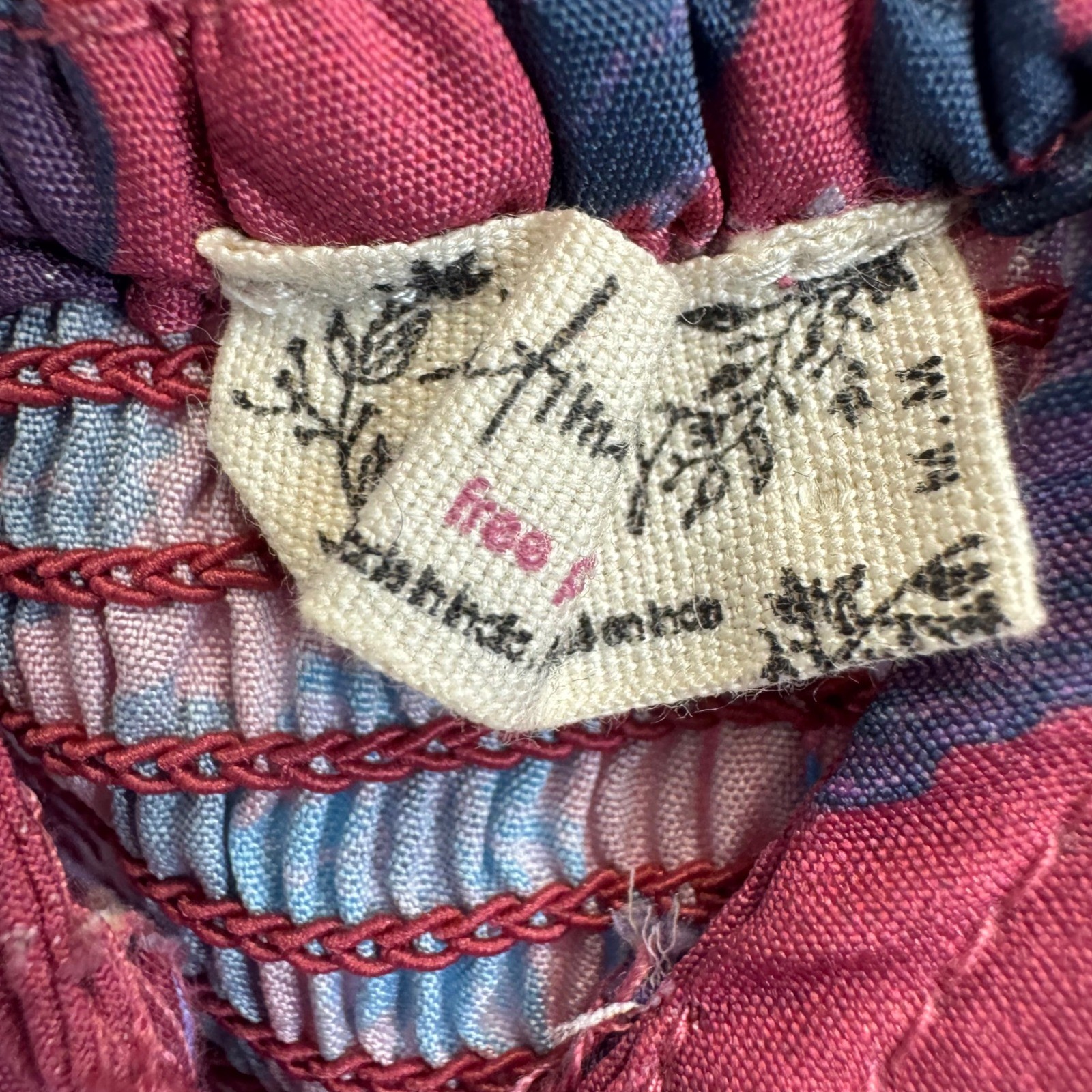 Free People Intimately Floral Long Sleeve Bodice Bodysuit Burgundy Purple Medium