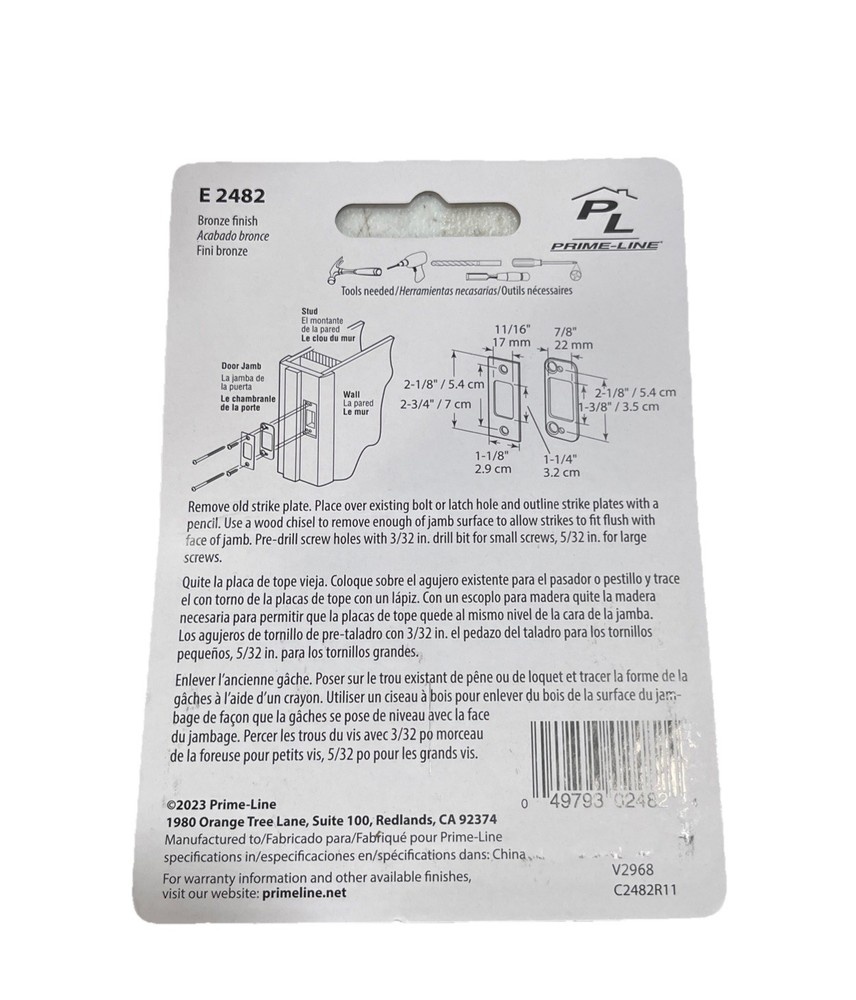 Prime Line E 2482 Deadbolt Strike (3 Pack)