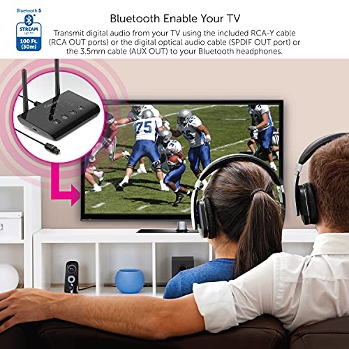 ALURATEK BLUETOOTH AUDIO RECEIVER AND TRANSMITTER WITH LOW LATENCY - BLACK