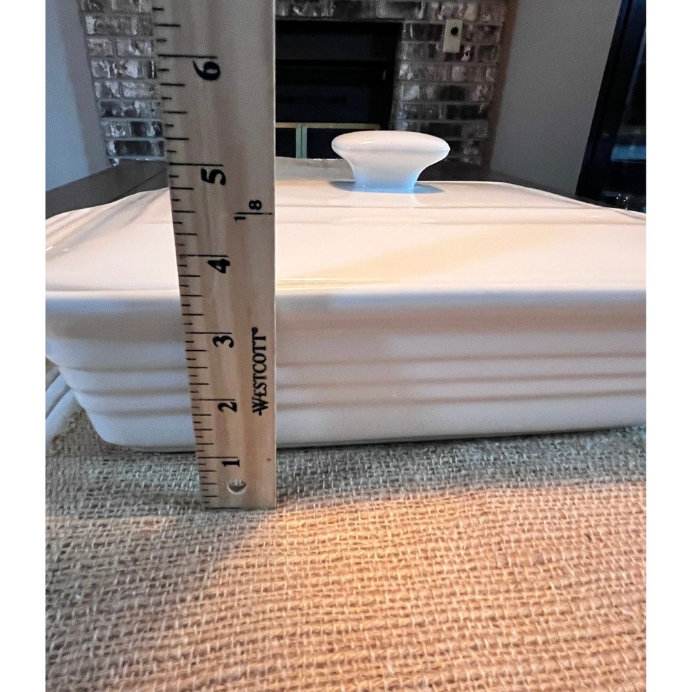 Malacasa Porcelain Casserole Dish with Lid Rectangular Baking Pan White