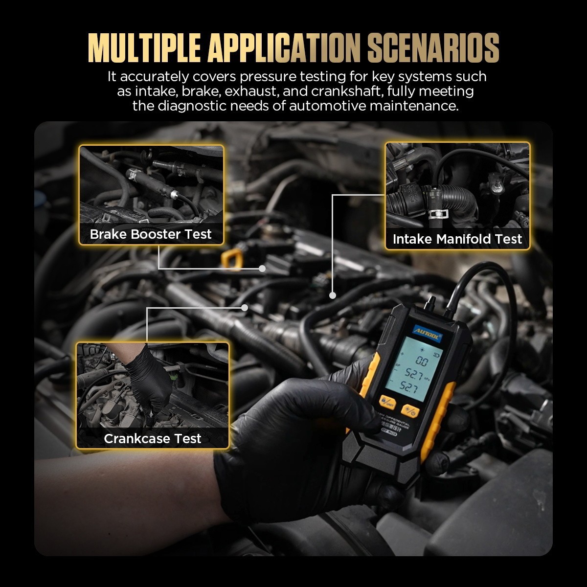 Digital Manometer Portable Differential Gauge Vacuum Pressure Leak Detection