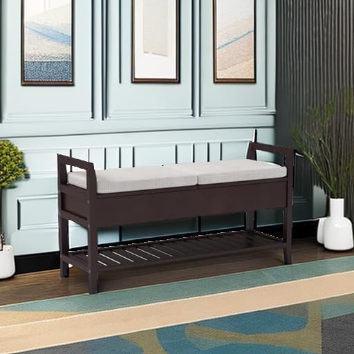Vannes Espresso Storage Shoe Bench