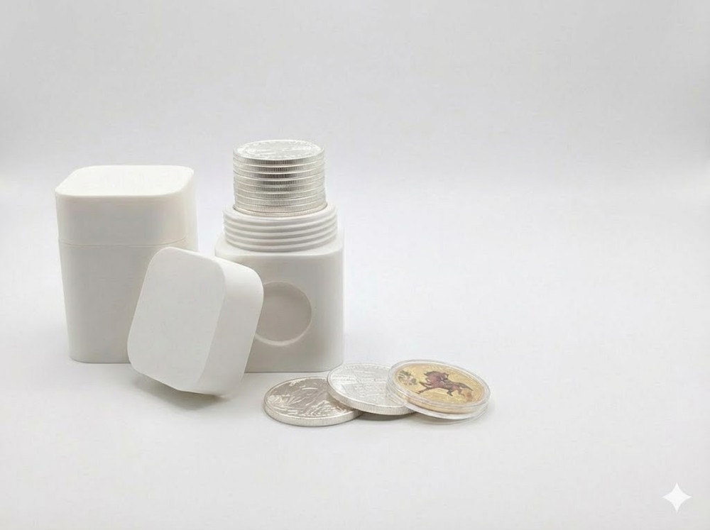 Silver Round Storage Container 2 Pack – 1oz Stacker Tub | NFC Smart Tracking