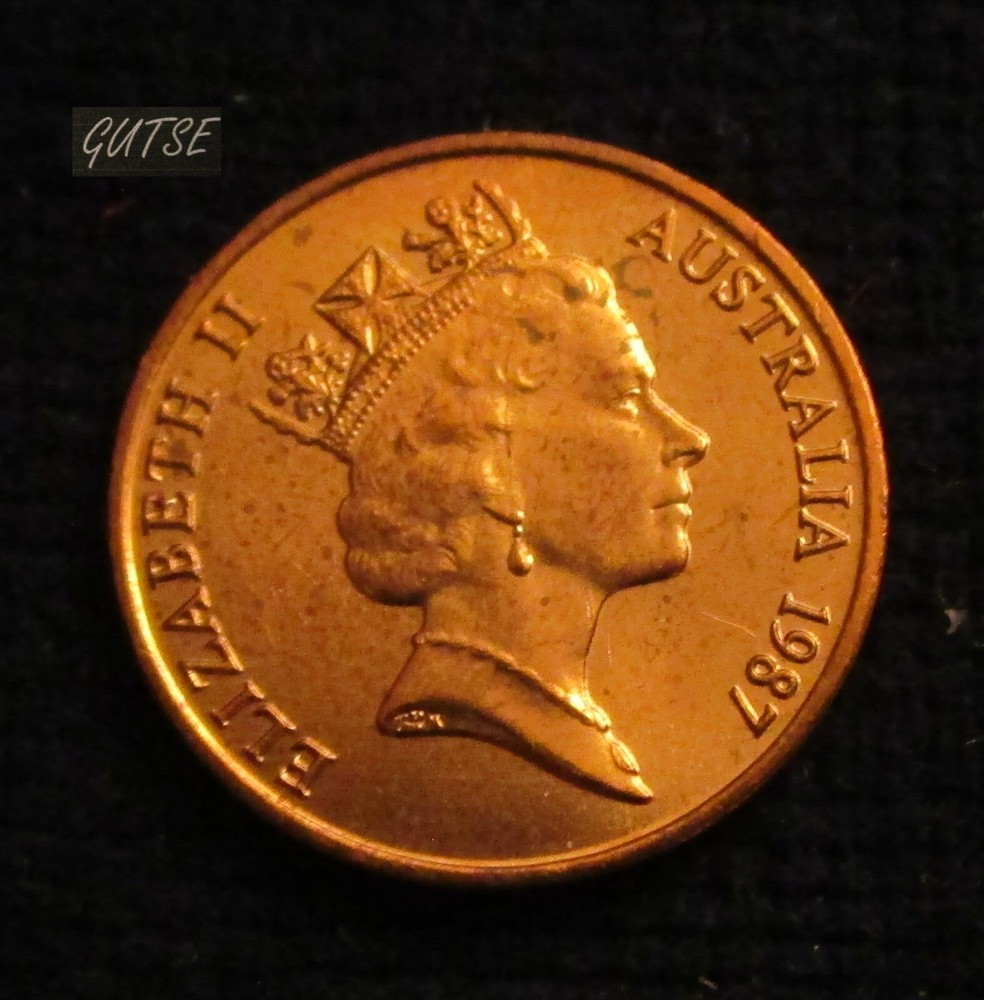 AUSTRALIA, ELIZABETH II, 1 CENT 1987, FEATHER-TAILED GLIDER, UNCIRCULATED.