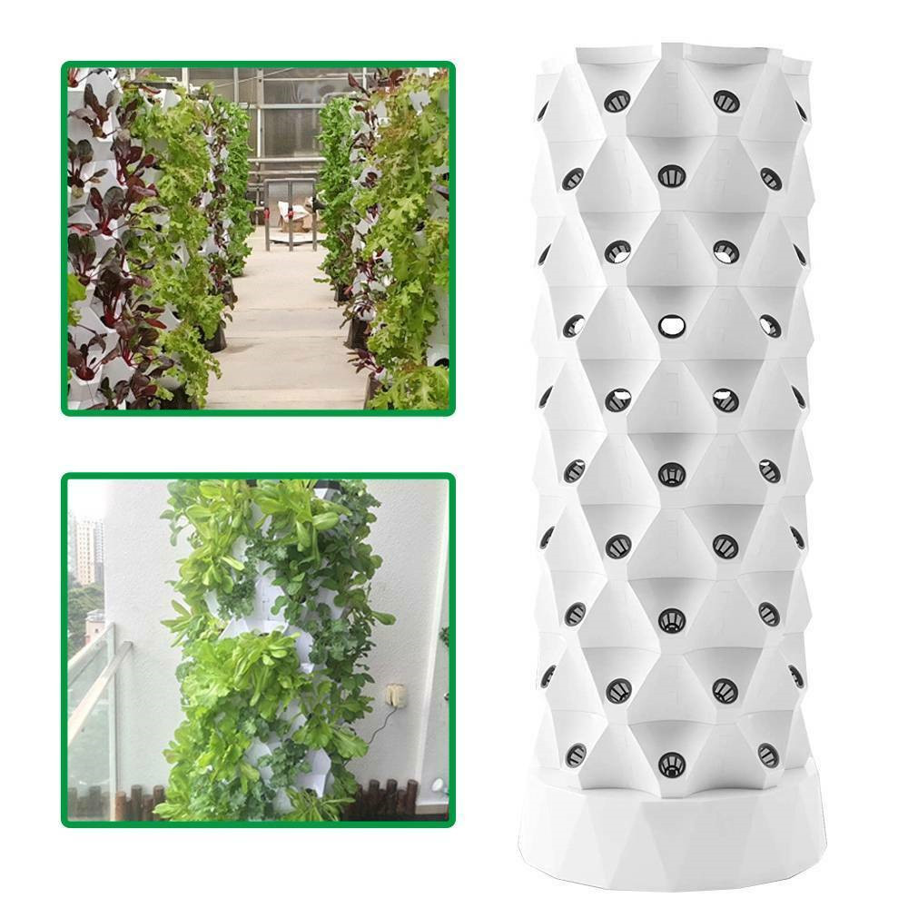 110V 80 Pots Vertical Hydroponic Tower Systems Set Garden Growing Machine US
