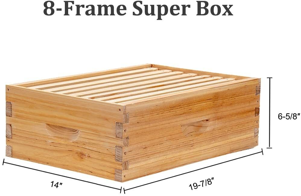 8-Frame Beeswax Coated Langstroth BeeHive Kit (2 Deep Boxes and 1 Medium Box)