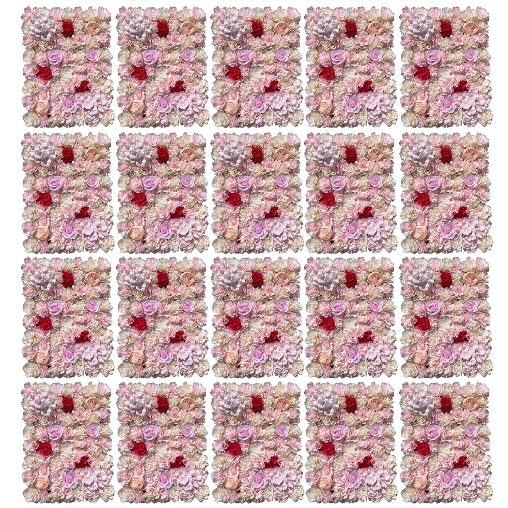 Artificial Silk Flower Wall Panel For Filming Wedding Party Backdrop Decor 20PCS