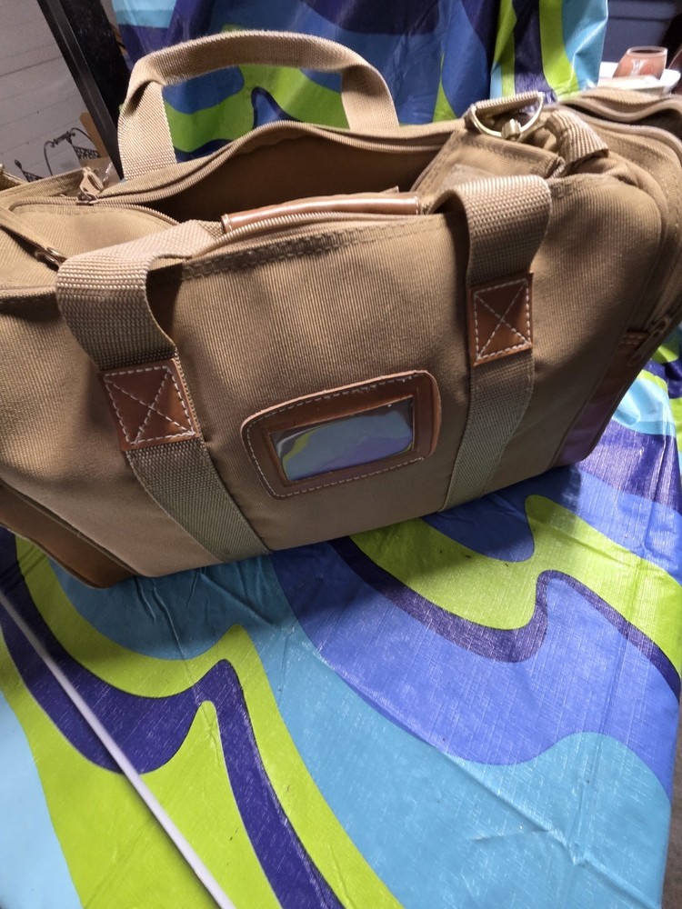 VTG MacGregor Padded Canvas Camera Bag Case - Tan Shoulder Strap Adj Compartment