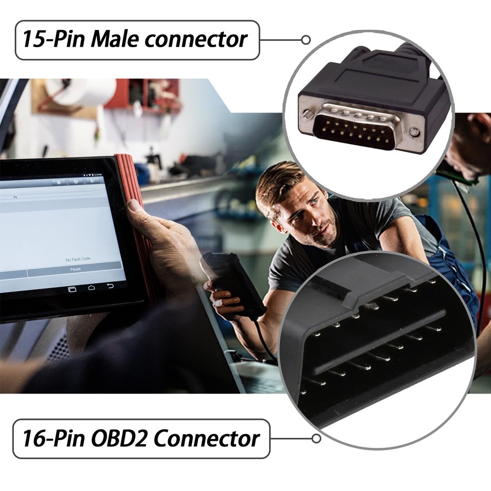 OBD2 OBDII Cable Fits for Cen Tech Code Reader Scanner Models Black 4 feet