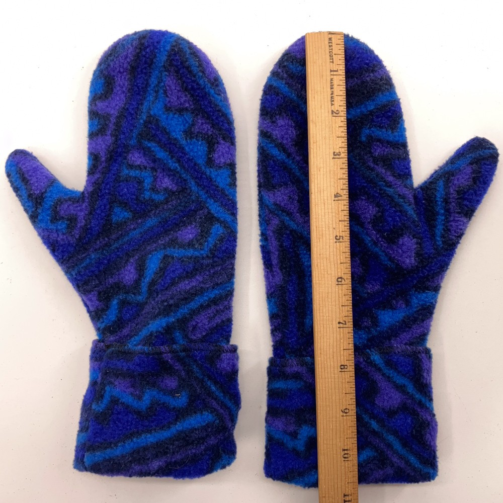 Crazy Pattern Blue Purple Pattern Fleece Winter Mittens