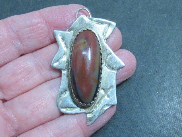 native american sterling agate pendant