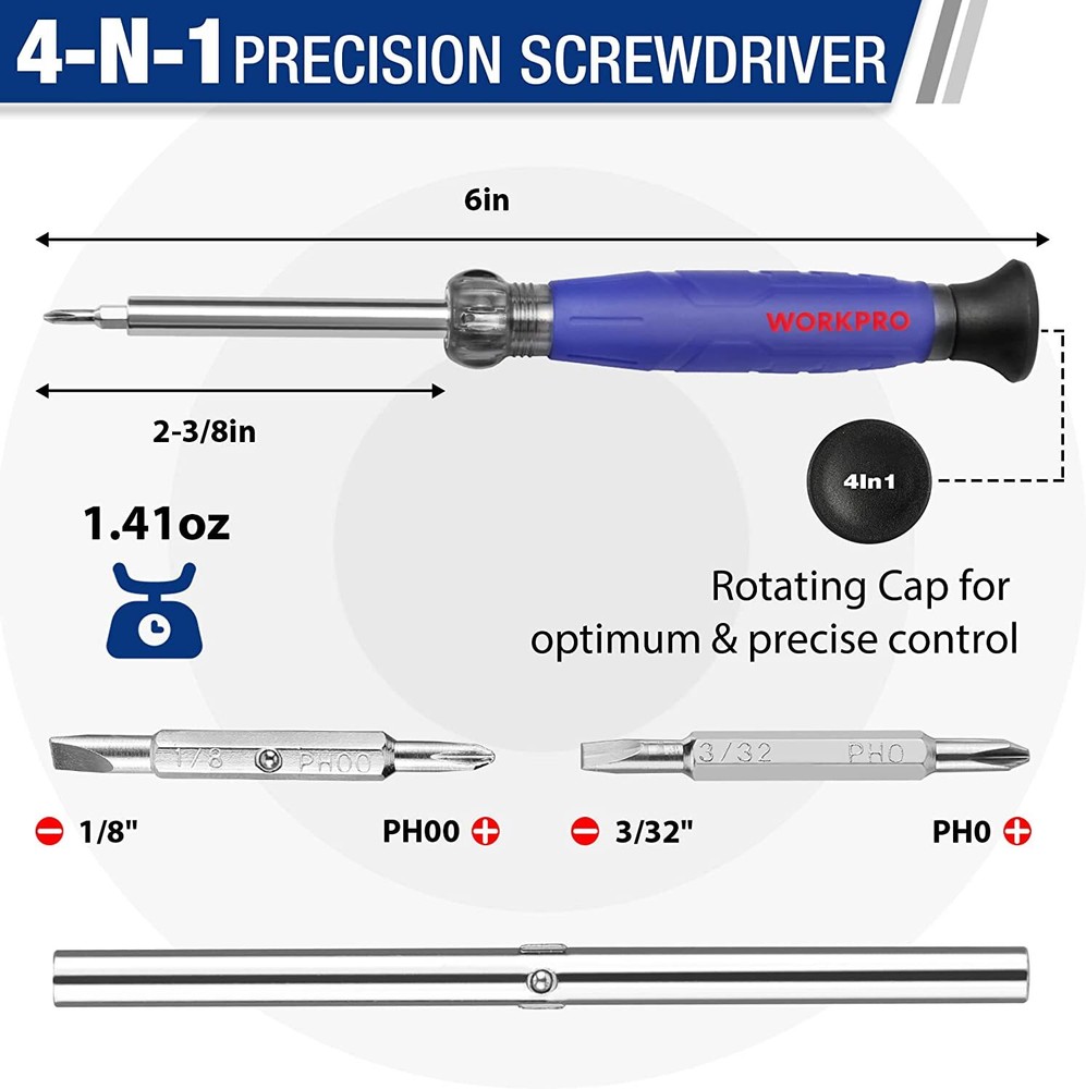WORKPRO 6-in-1 Basic 4-in-1 Electronics Screwdriver/Nut Driver 2PC 2 Nut Driver