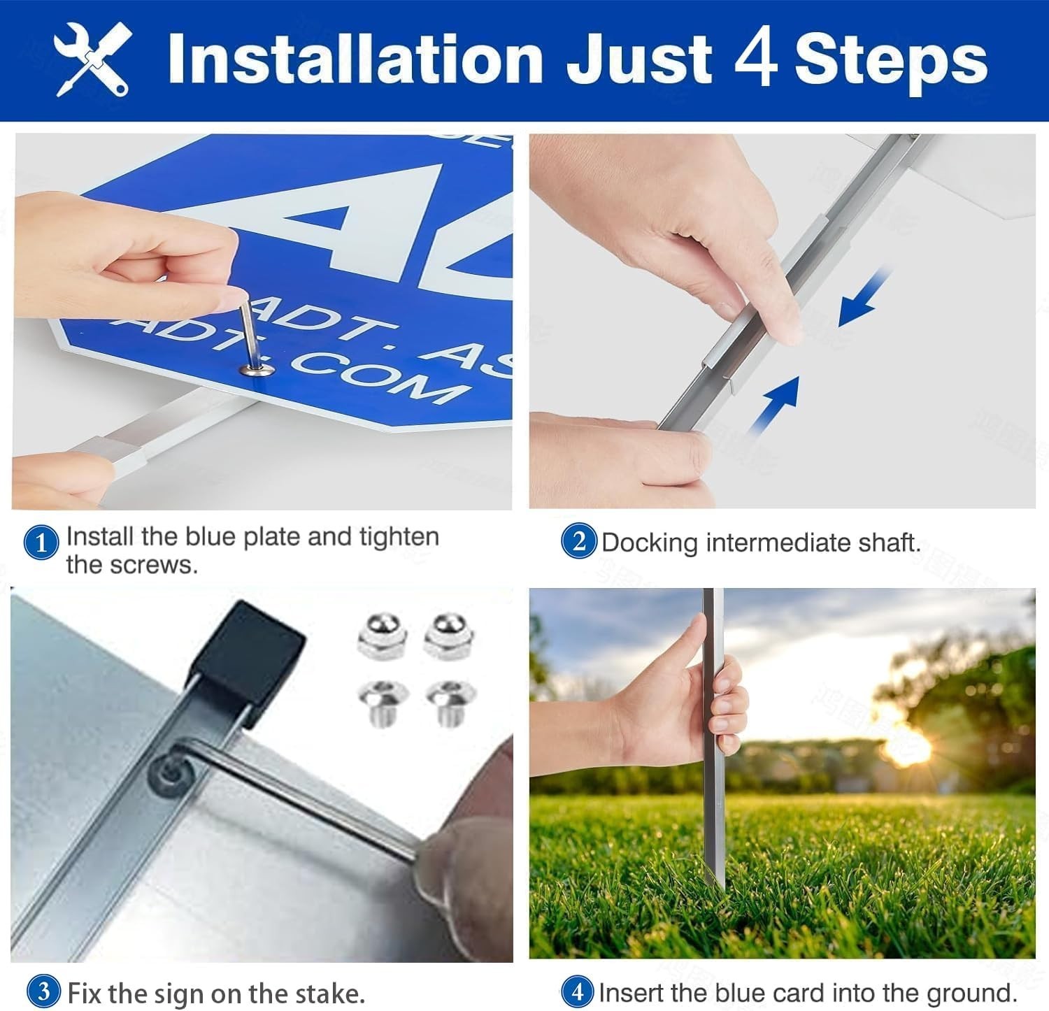 ADT Heavy-Duty Aluminum Security Yard Sign with Stake, Weather Resistant