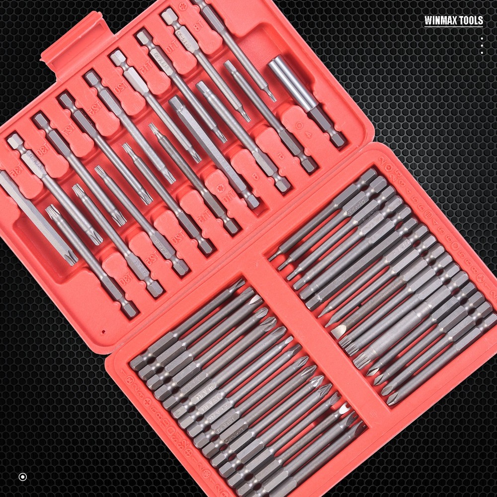 50Pcs Extra Long Security Bits Kit Hex Torx Star Spline Flat Screwdriver Bit Set