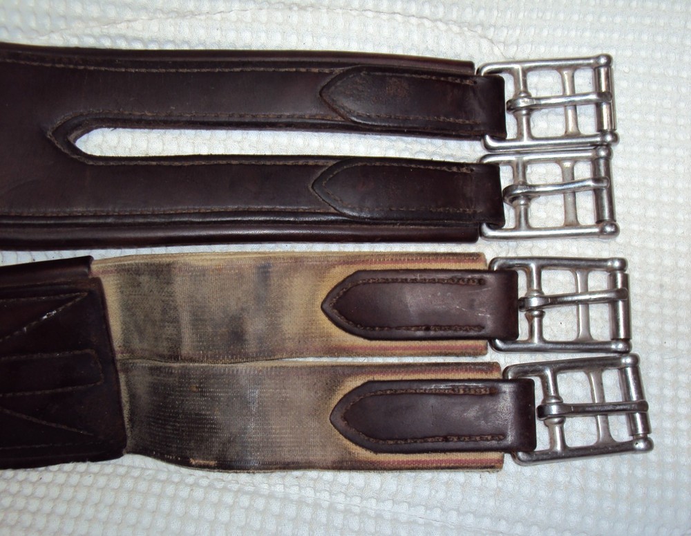 AMISH Leather Brown Girth - 53" - Padded/Elastic - NICE