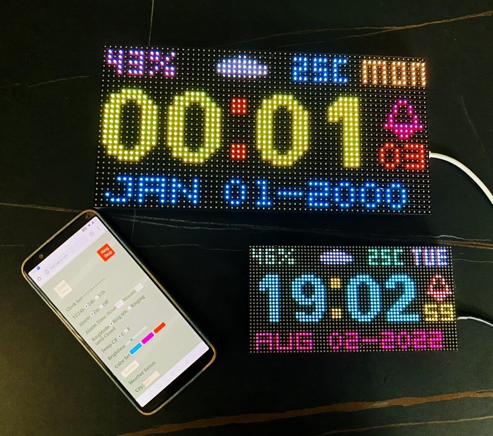 Digital Clock LED Matrix Clock Weather Station Wall clock Cool gift