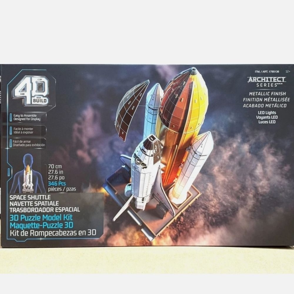 4D Build Space Shuttle 3D Model Kit with LED Lights Architect Series