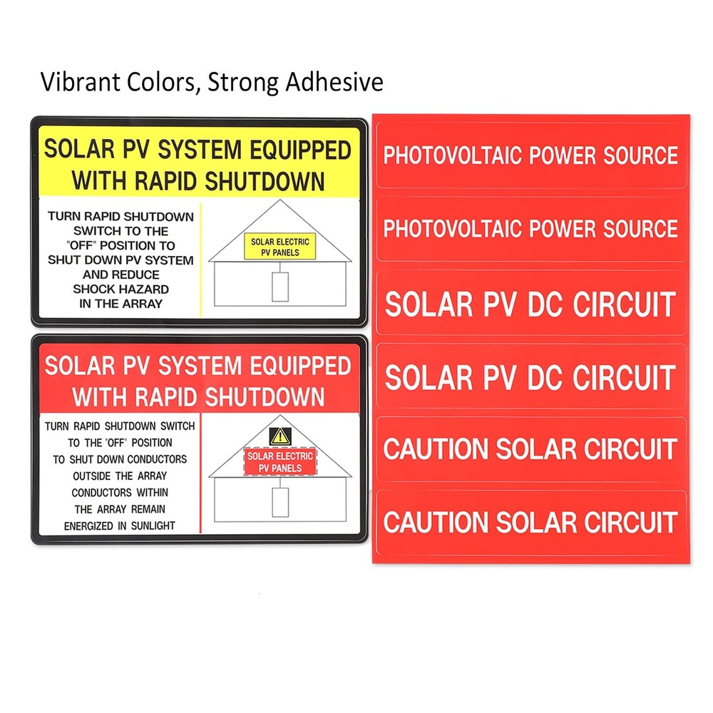Photovoltaic Solar System Installer Label Kit | 2020 | 2017 Code medium, Red