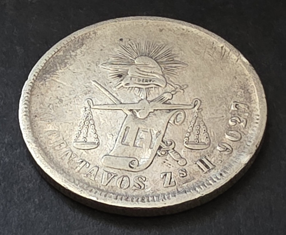 •1871•MEXICO•50 CENTAVOS•SILVER COIN•