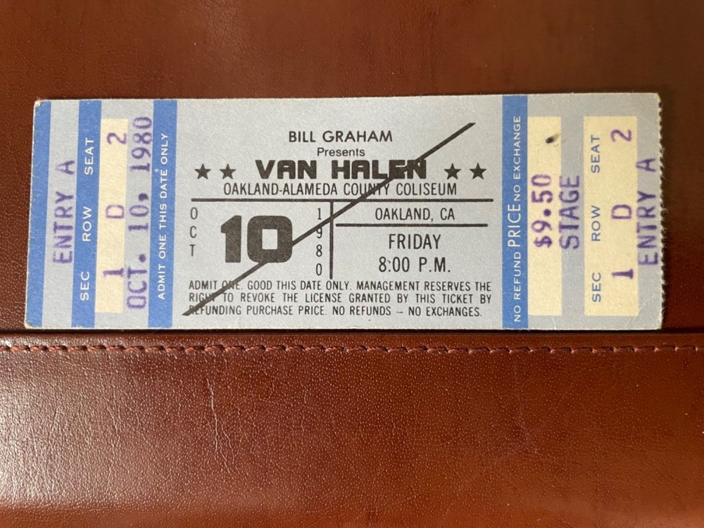 VAN HALEN Original Unused Ticket 1980 Women And Children First DLR Birthday
