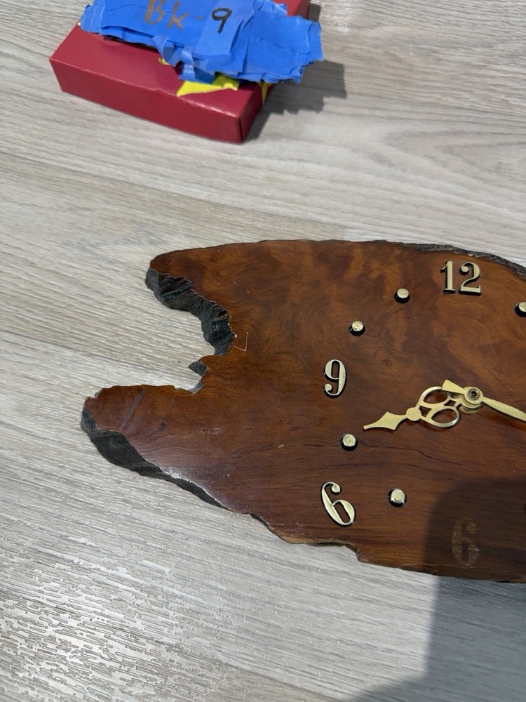 Tree Slab Clock Used Needs Mech Fair Condition