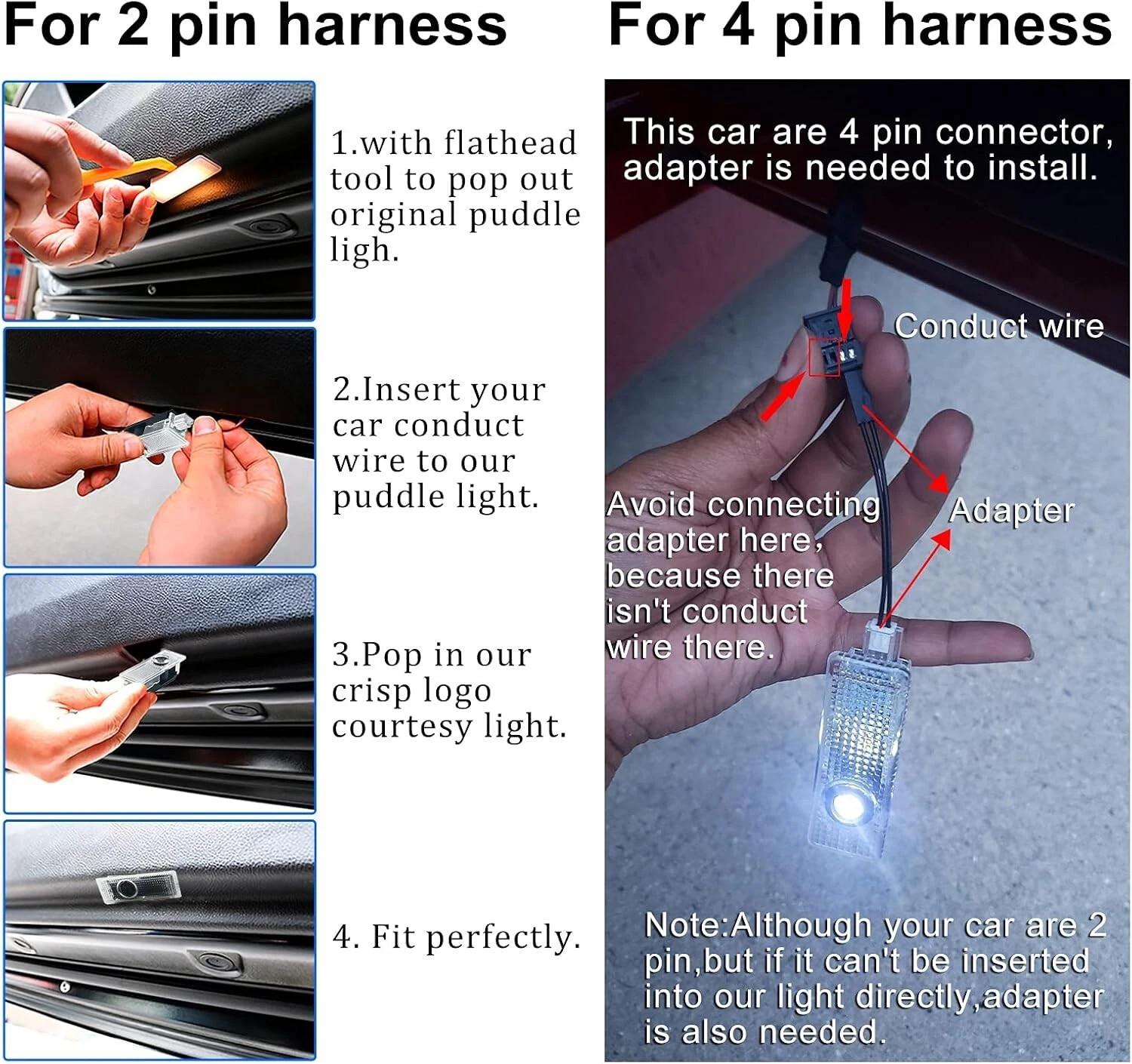 4PCS Car Door Welcome Lamps Interior Lights For BMW X3 X5 3 5 Series No Fading