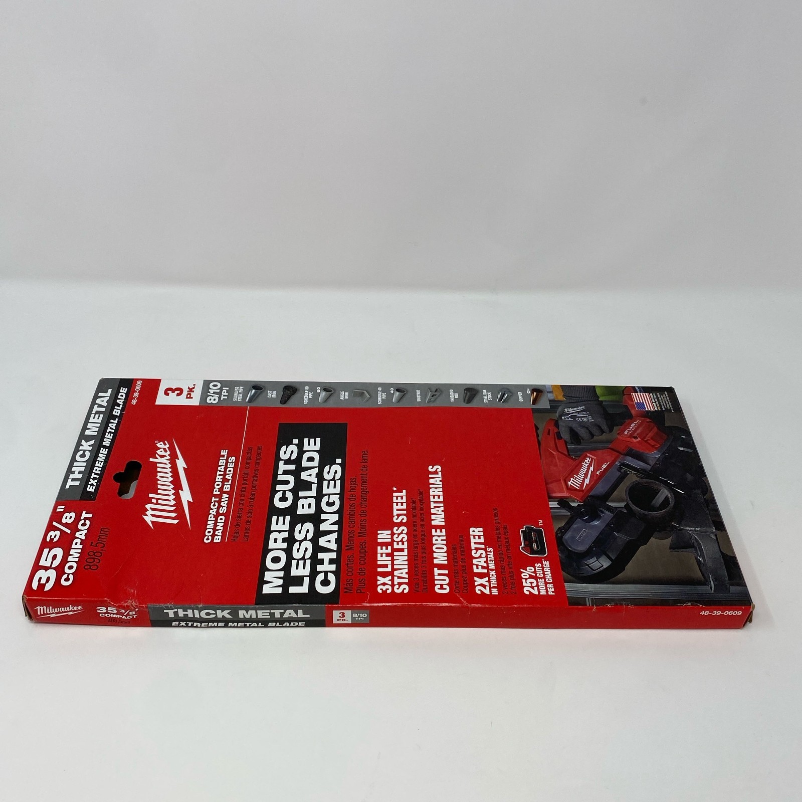 Milwaukee 35-3/8 in 8/10 TPI Extreme Thick Metal Compact Band Saw Blades, 3-Pack