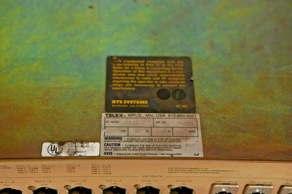 Telex RTS Systems TW Intercom System Power Supply Model PS 31