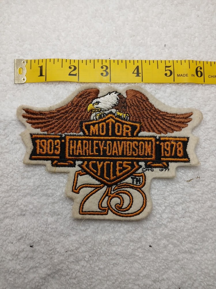 Vintage Harley-Davidson 75th Anniversary Embroidered Eagle Patch.