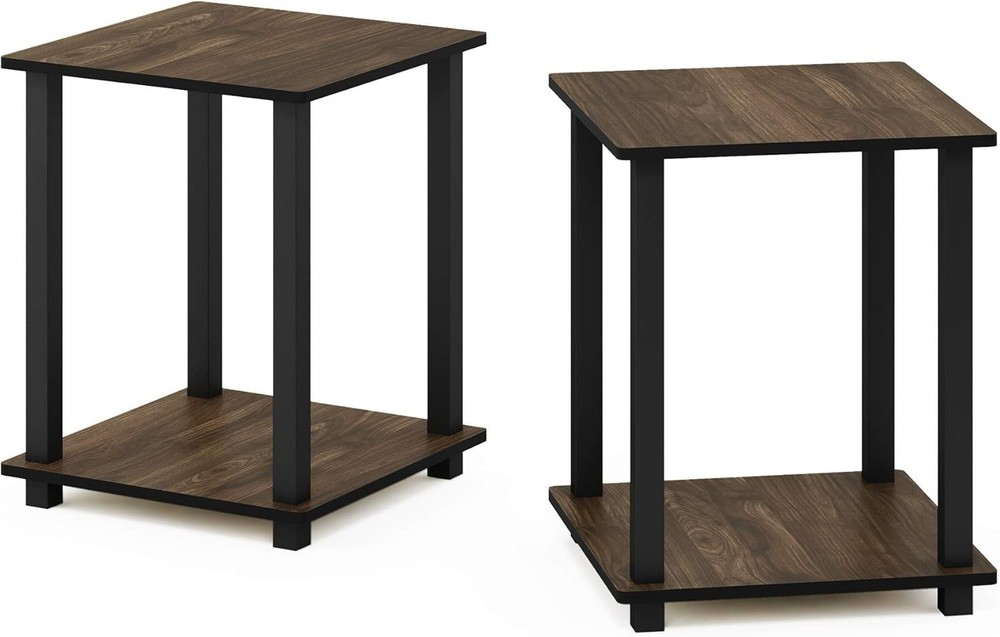 SIMPLISTIC Side Table Set of 2 2-Tier Square Modern End Table Nightstand Night