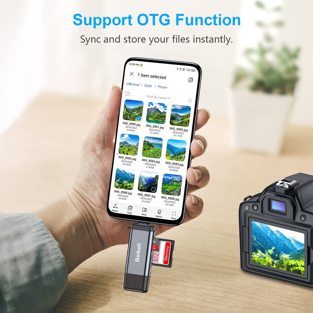 Dual USB 3.0 and USB-C Memory Card Reader - Supports SD, Micro SD, SDXC, SDHC...