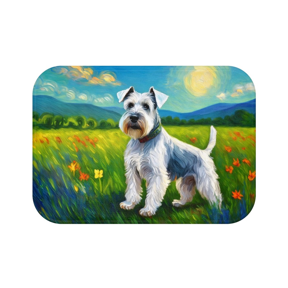 White Schnauzer Bathroom Rug Mat -