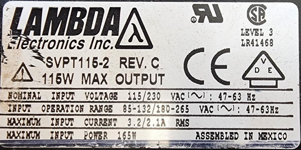 LAMBDA SVPT115-2 Rev.C Industrial Power Supply Used