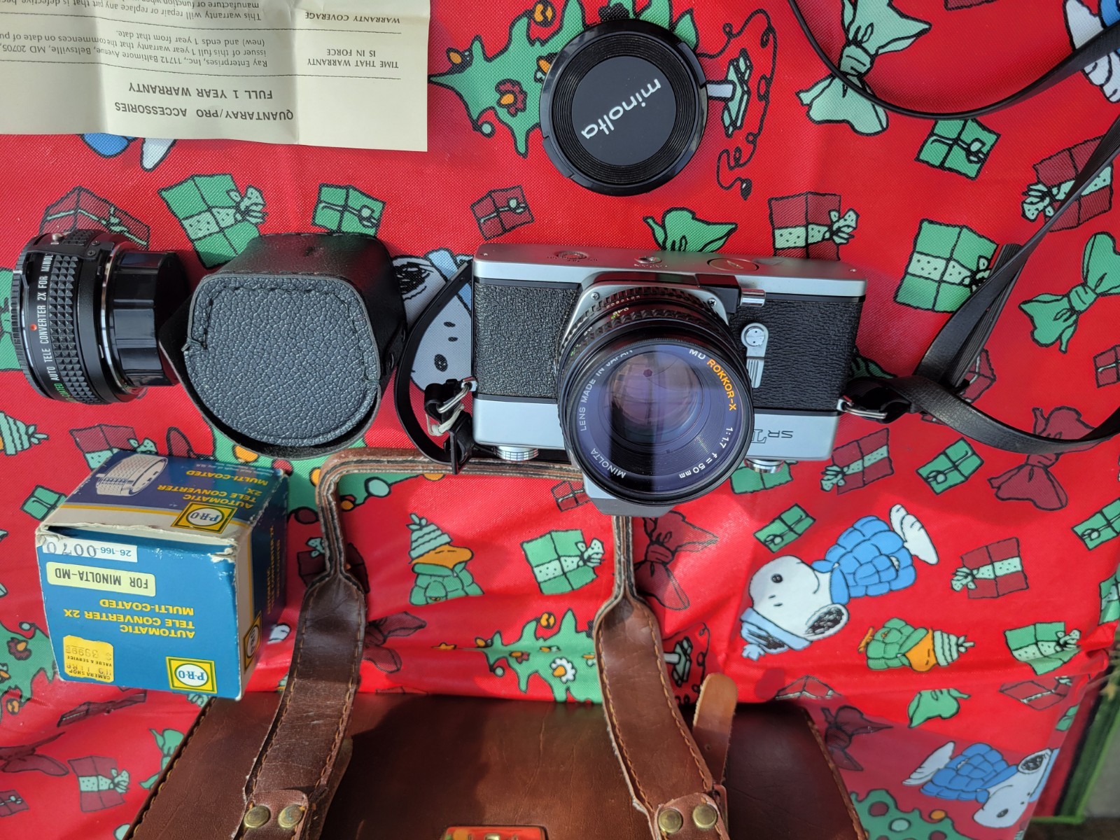 Vintage Minolta SR-T Camera with 2x lens and Vivitar 70-210mm lens