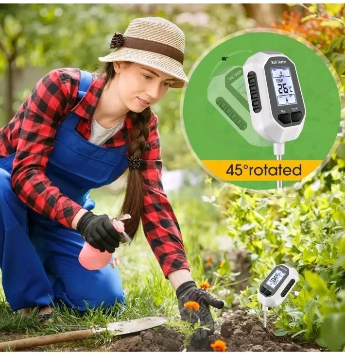 Advanced Soil Tester: Moisture, pH, Temperature & Light - Backlight Display. F1