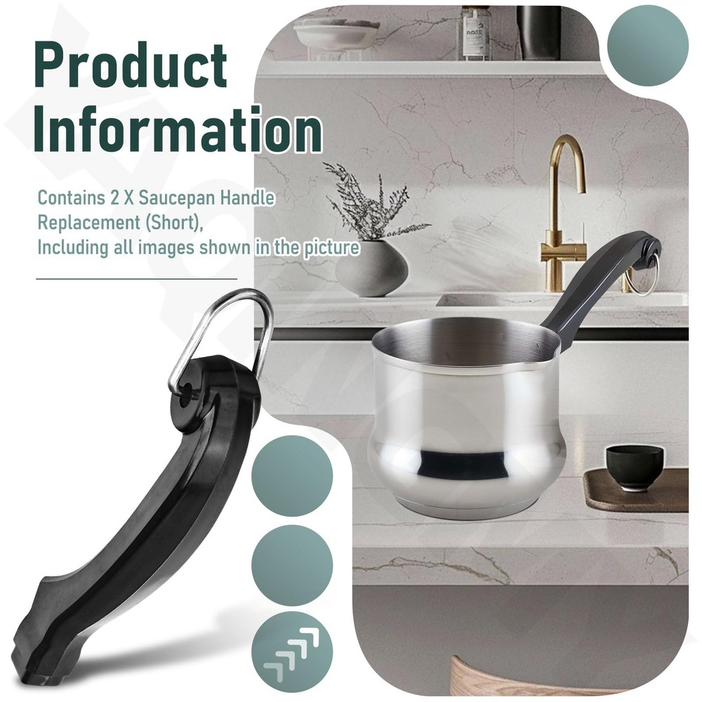 2 Pack P08-031 Sauce Pan Handle, Short, Replacement, Farber-Ware, Saucepans