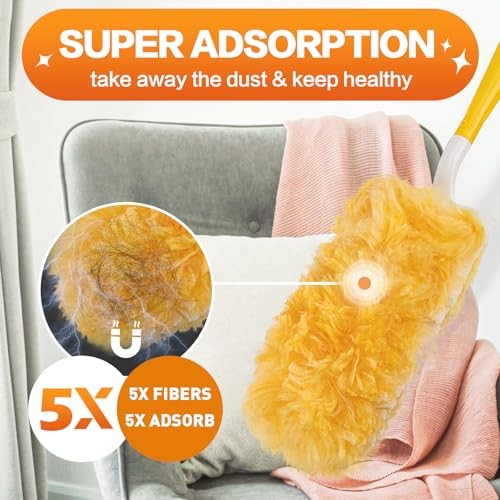Heavy Duty Duster Refills, Disposable Dusters Kit for Cleaning 60PCS+2Handle