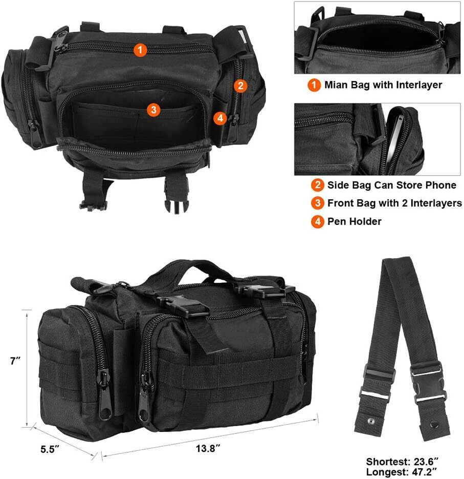 Bike Handlebar Bag Waterproof Front Storage Bag with Removable Shoulder Strap