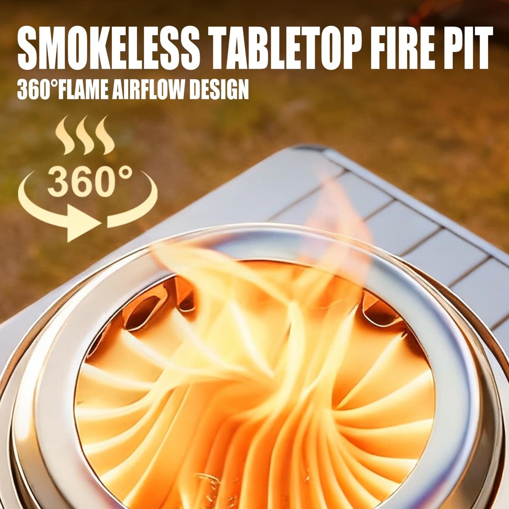 Tabletop Fire Pit - Smokeless 6 Inch Table Top Firepit for Outside silver