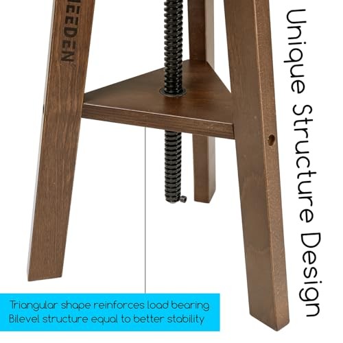 Drafting Stool with Solid Beech Wood, Height Adjustable Artist Studio Walnut
